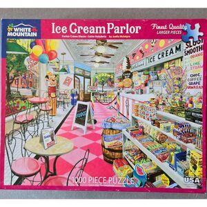 White Mountain Ice Cream Parlor 1000 pc 2021 COMPLETE Jigsaw Puzzle Pre Owned